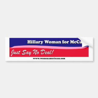 Autocollant De Voiture Femme de Hillary pour McCain - dites juste non