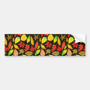Autocollant De Voiture Feuilles d'automne aquarelle foncée