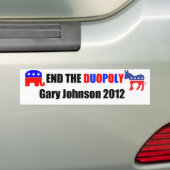 Autocollant De Voiture Finissez le duopole - Gary Johnson 2012 (En voiture)