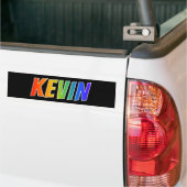 Autocollant De Voiture First Name "KEVIN": Fun Rainbow Coloring (Sur camion)
