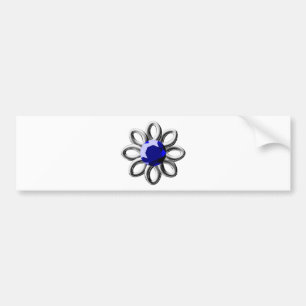 Autocollant De Voiture Fleur argentée en pierre bleue