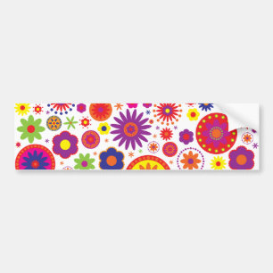 Autocollant De Voiture Fleurs d'arc-en-ciel de hippie