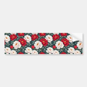 Autocollant De Voiture Fleurs de pivoine rouges et blanches