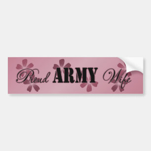 Autocollant De Voiture Fleurs roses d'épouse fière d'armée