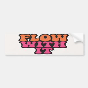 Autocollant De Voiture Flux avec elle Rétro Psychédélique rose et orange