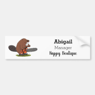 Autocollant De Voiture Funny beaver with chainsaw cartoon humor