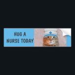Autocollant De Voiture Funny Nurse Cat<br><div class="desc">Cute cat bumper sticker featuring Rupie in his nursing hat. Text is customizable. Great little gift for a nurse graduation,  national nurses week,  or anytime you want to remember your favorite nurse. Part of the Nurse Rupie Collection. Photo and design ©Christine Greenspan.</div>