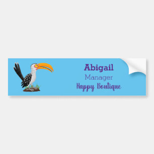 Autocollant De Voiture Funny yellow billed hornbill safari bird cartoon