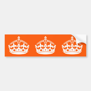 Autocollant De Voiture GARDEZ CALME CROWN sur la Personnaliser orange