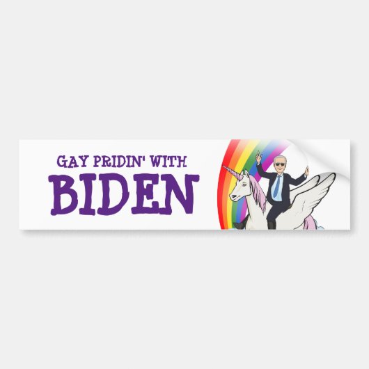 AUTOCOLLANT DE VOITURE GAY PRIDIN' AVEC BIDEN (Devant)