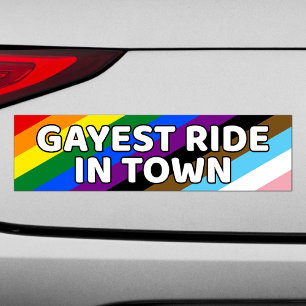 Autocollant De Voiture Gayest Ride In Town LGBTQ Rainbow Stripes Pripe