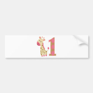 Autocollant De Voiture Giraffe rose Premier anniversaire