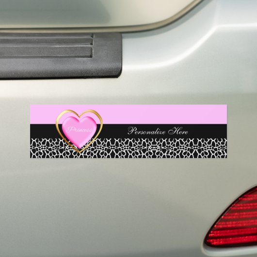 Autocollant De Voiture Girls Rose Black Princess Giraffe Imprimer et nom (En voiture)