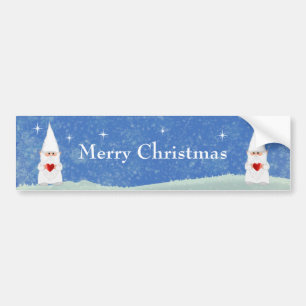 Autocollant De Voiture Gnomes de Noël sur fond bleu clair
