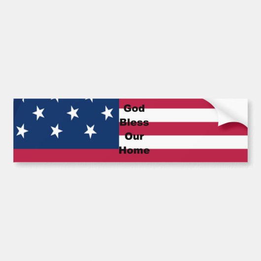 Autocollant De Voiture God Bless Our Home : USA Flag Swirl Art (Devant)