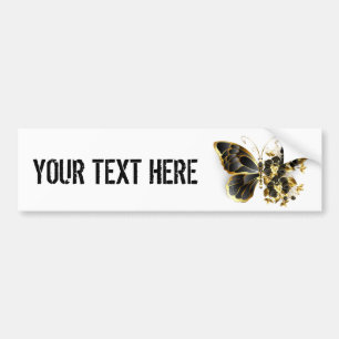 Autocollant De Voiture Gold flower Butterfly with Black Orchid