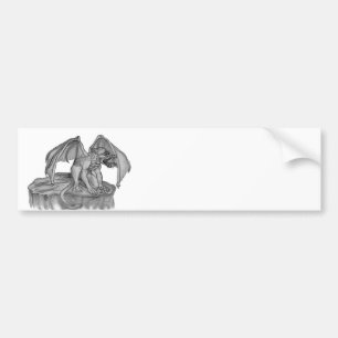 Autocollant De Voiture GOLEM - Gargoyle noir et blanc