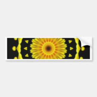 Autocollant De Voiture Grand art jaune 2 de kaléidoscope de fleur sauvage