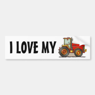 Autocollant De Voiture "Grand tracteur rouge, J'AIME MES… adhésifs pou
