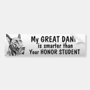 Autocollant De Voiture Great dane - plus futé que l'étudiant d'honneur -