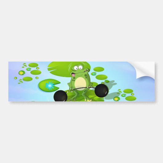 Autocollant De Voiture Grenouille Haltérophile (Devant)