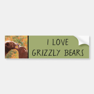 Autocollant De Voiture Grizzly Bear Mom and Cub Painting - Wildlife Art