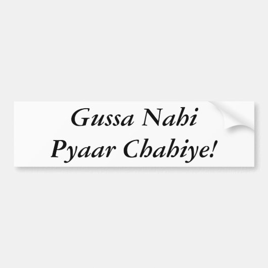 Autocollant De Voiture Gussa Nahi Pyaar Chahiye (Devant)