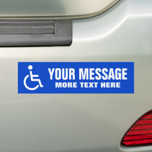 Autocollant De Voiture Handicap désactivé symbole ajouter le message bleu