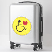 Autocollant de voiture Handicap Love Heart Jaune (Sur valise)
