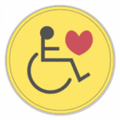 Autocollant de voiture Handicap Love Heart Jaune (Devant)
