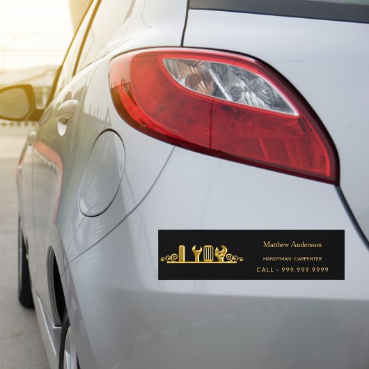 Autocollant De Voiture Handyman charpenter construction noir or nom