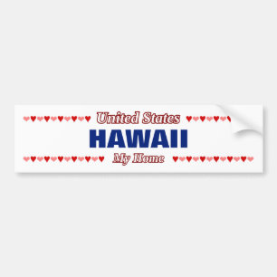 Autocollant De Voiture HAWAII - Ma patrie - États-Unis;Cœurs