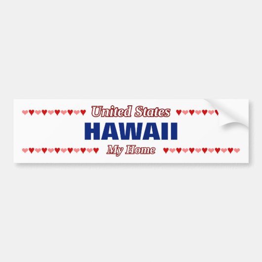 Autocollant De Voiture HAWAII - Ma patrie - États-Unis;Cœurs (Devant)