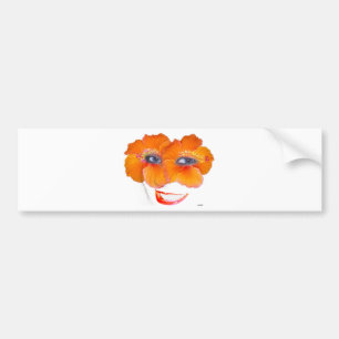 Autocollant De Voiture Hibiscus face avec sourire - Orange
