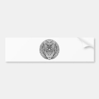 Autocollant De Voiture Hibou noué de mandala noir et blanc