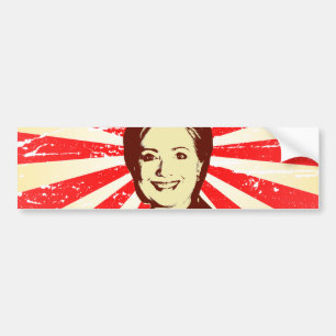 Autocollant De Voiture HILLARY CLINTON HEAD.png ROUGE