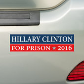 AUTOCOLLANT DE VOITURE ""HILLARY CLINTON POUR LA PRISON 2016" (En voiture)