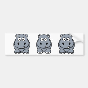 Autocollant De Voiture Hippopotame de bande dessinée