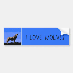 Autocollant De Voiture Howling Wolf en hiver - Art faunique original