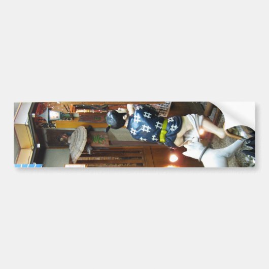 Autocollant De Voiture Humour Japonais - Chien tirant des culottes vers l (Devant)