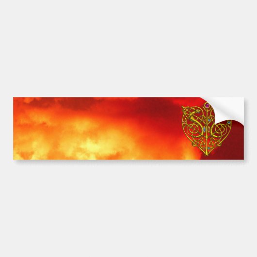 AUTOCOLLANT DE VOITURE HYPER VALENTINE / GOLD CELTIC HEART (Devant)