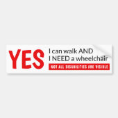 Autocollant De Voiture I Can Walk Ambulatory Wheelchair User Awareness (Devant)