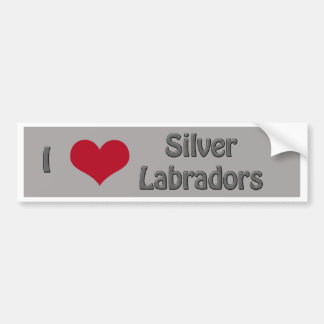 Autocollant De Voiture I coeur Labradors argenté