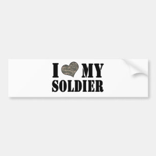 Autocollant De Voiture I coeur mon soldat