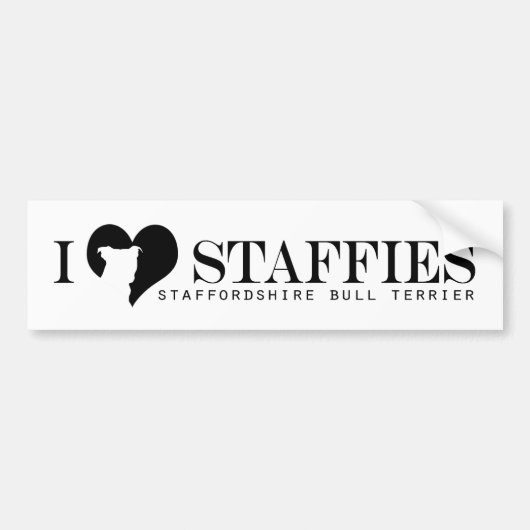 Autocollant De Voiture i coeur Staffies - adhésif pour pare-chocs avec le (Devant)