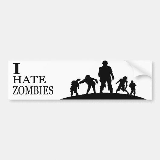 AUTOCOLLANT DE VOITURE I HATE ZOMBIES (Devant)