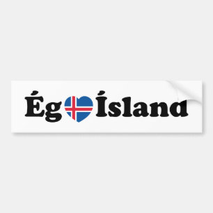 Autocollant De Voiture I Heart (Love) Islande [Ég Elska Ísland] Islandais