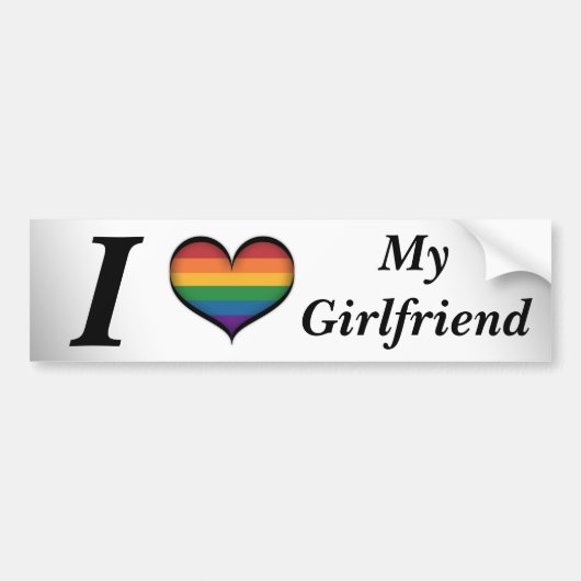 Autocollant De Voiture I Heart My Girlfriend Lesbian Pride Typography (Devant)