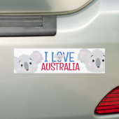 Autocollant De Voiture I Love Australia Grey Koala Bear (En voiture)