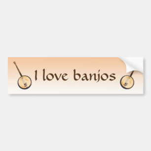 Autocollant De Voiture I Love Banjo Music Instruments Bumper Sticker